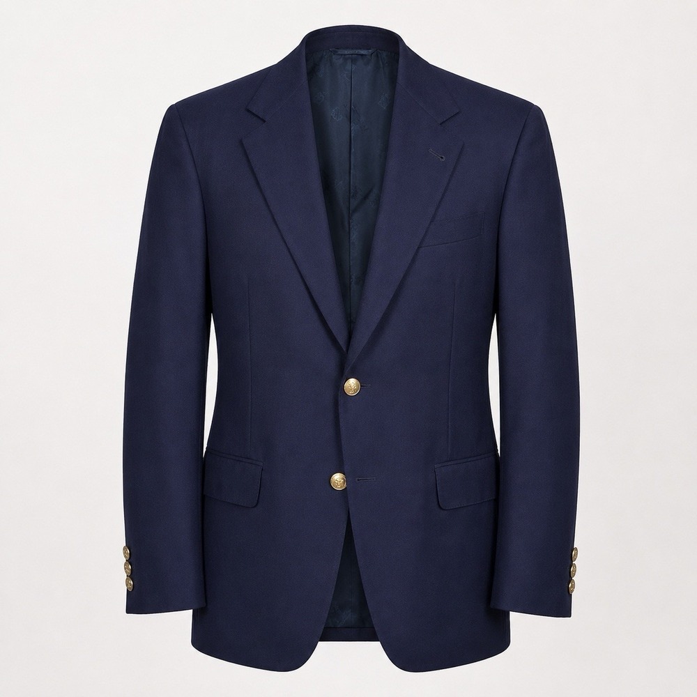 Vintage‎ Burberry London Men's Navy Wool Blazer Jacket 44XL Gold Buttons USA